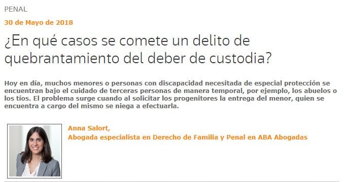 ¿En qué casos se comete un delito de quebrantamiento del deber de custodia? por Anna Salort