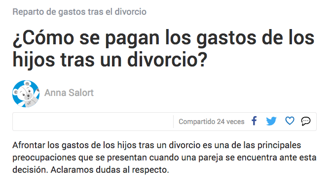 ¿Cómo se pagan los gastos de los hijos tras un divorcio? por Anna Salort