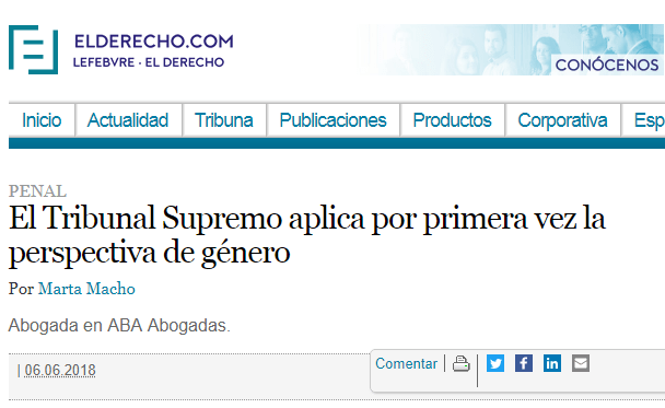 El Tribunal Supremo aplica por primera vez la perspectiva de género por Marta Macho