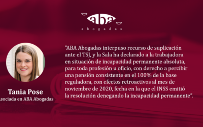 El TSJ reconoce la incapacidad permanente absoluta a una trabajadora, pese a que en primera instancia se le concedió la incapacidad permanente total