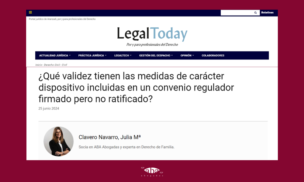 ¿Qué validez tienen las medidas de carácter dispositivo incluidas en un convenio regulador firmado pero no ratificado?