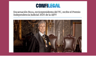 Encarnación Roca, exvicepresidenta del TC y Of Counsel en ABA Abogadas, recibe el Premio Independencia Judicial 2025 de la AJFV